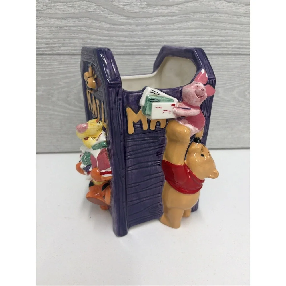 Disney Winnie the Pooh Tigger Piglet Ceramic Mailbox Planter Vase FTD 7inch